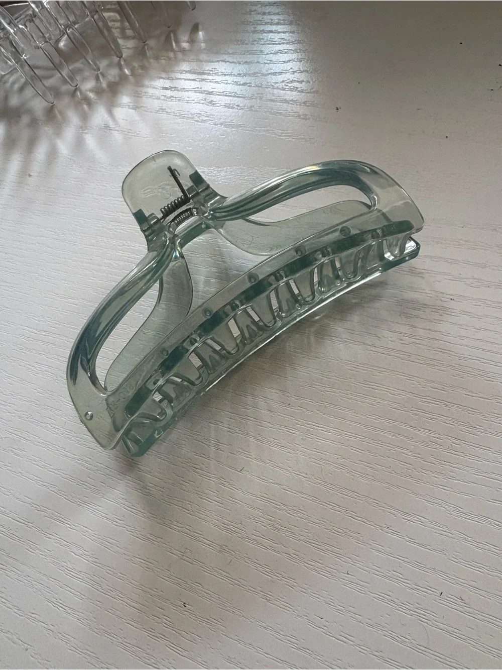 Clear and Seafoam Acrylic Hair Claw Clips - Set of 2